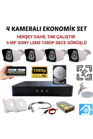4 Kameralı Ekonomik Güvenlik Seti 320 Gb Hdd Dahil Tak Çalıştır