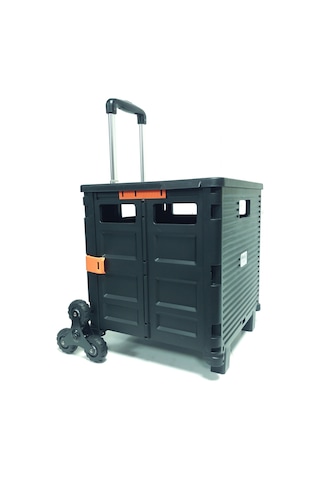 Balatlı Katlanabilir BY06-B Merdiven Çıkabilen Taşıma Arabası Siyah