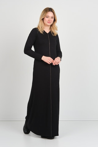 Sistas Kadın V Yaka Çift Cepli İnce Şerit Detaylı Maxi Elbise 23813 Siyah Siyah