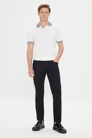AC&Co / Altınyıldız Classics 360 Derece Her Yöne Esneyen Slim Fit Dar Kesim Diyagonal Desenli Erkek Pantolon Siyah