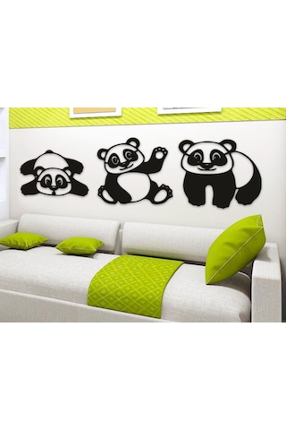 Sevimli Panda 3'lü Bebek Çocuk Odası 3d Duvar Dekoru - Şık Ve Minimalist Tasarım 19cm