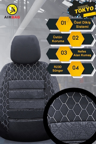 Fort Escort Clx Uyumlu Siyah Oto Koltuk Kılıfı Tam Takım Ön Arka Araç Koltuk Kılıfı Siyah