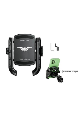 Motosiklet Telefon Tutucu Titreşim Önleyicili Siyah