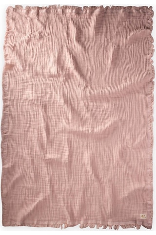 Cigit Dört Kat Püsküllü Battaniye 80x120 Cm Pudra Pembe Pudra