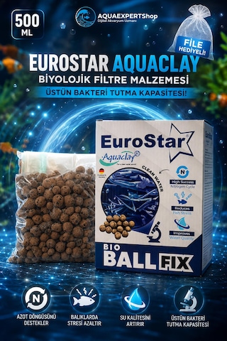 Eurostar Filtre Malzemesi - Aquaclay Biyolojik 500 Ml - Filtre Hediyeli - Çok Yüksek Bakteri Tutma Kapasitesi