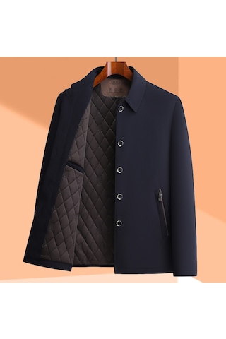 Sonbahar Ve Kış İçin Erkek Sıcak Mont Koyu Mavi