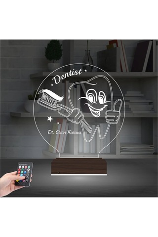 Luvivia Diş Doktoru Hediye Diş Hekimi Kişiye Özel 3d Lamba - Masa Gece Lambası Şeffaf