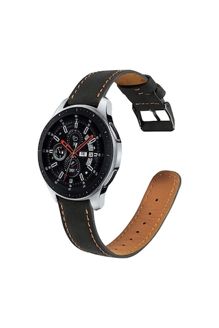 Samsung Uyumlu Galaxy Watch 3 45 Mm Deri Kordon Premium Dikişli Deri Kay
