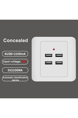 5v 3.1a 4 Portlu Usb Duvar Şarj Adaptörü Dock Station Soket Güç Paneli, 36v Giriş