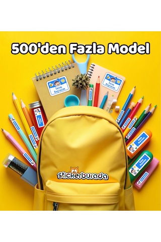 Tamirci Penguen Temalı Okul Kreş Kişiye Özel İsim Etiket Seti - Model 260 Çok Renkli