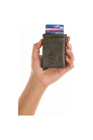 Tuldar Erkek Rfıd Otomatik Çekim Koruyucu Mekanizmalı Kağıt Para Bölmeli Hediyelik Kartlık Cüzdan Tul601 - Haki