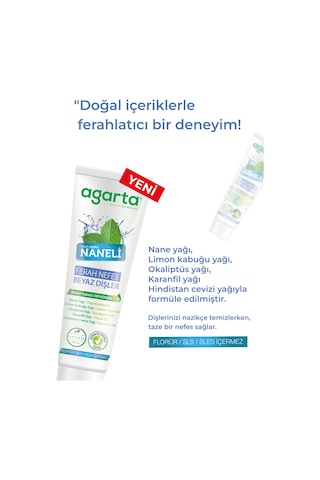 3 Adet Doğal Yoğun Naneli Florürsüz Ferah Nefes Diş Macunu 100 Ml