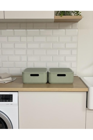 Okyanus Home Linea Smart Box Yeşil 4,5 Lt 2 Adet Kapaklı Çok Amaçlı Saklama Kutusu Yeşil