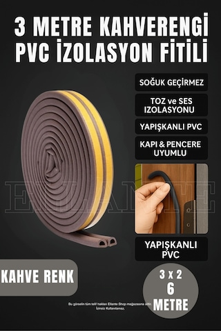 Kahve Kapı Ve Pencere Soğuk İzolasyon Bandı Fitili Kendinden Yapışkanlı Kauçuk Yalıtım Bant 3 Metre