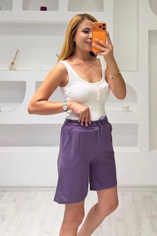 Fiolin Soft Touch Modal Kumaş Şort Mor