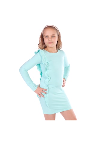 Toontoy Kız Çocuk Fırfır Detaylı Elbise Açık Mint Yeşili