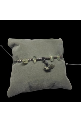 Yeşim Taşı Halhal Doğal Taş Bileklik Hal Hal Ayarlanabilir İpli Yeşil Taşlı Kristalize Kırık Taş Şifalı Halhal Bileklik Yeşil