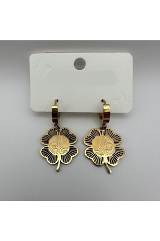 Arnes Jewelry Çelik Yonca Tuğralı Küpe Ar144nes Gold