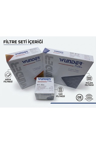 Wunder Renault Taliant 1.0 Tce - 1.0 Sce Filtre Seti 3'lü Bakım Paketi Hava + Yağ + Polen Filtresi (3Filtre Hava Yağ Polen)
