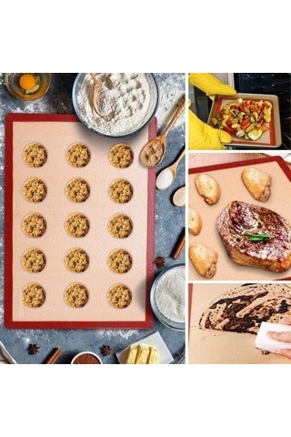 Silikon Pişirme Matı, Yıkanabilir Yanmaz Pastacılık Fırın Matı - Isıya Dayanıklı, Çok Renkli, 30 X 40 Cm
