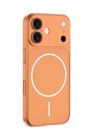 Apple Uyumlu iPhone 17 Kılıf M-safe Şarj Özellikli Kamera Korumalı Kapak Spark Turuncu