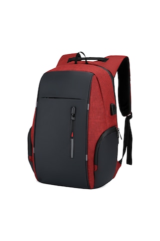 Laptop Sırt Çantası Kadın Erkek Omuz Çantası Kolej Kırmızı Kızıl Kırmızı
