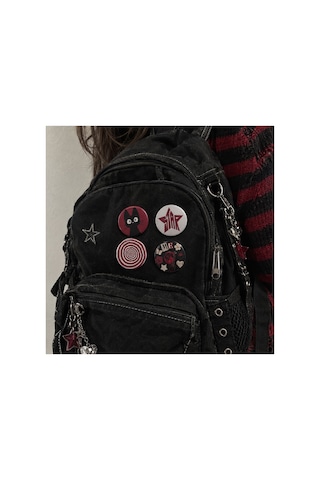 Y2k 4 Lü Rozet Seti 44 Mm Metal Çanta Rozeti Y2k Grunge & Alternatif Tarz Pin Seti Çanta, Ceket Ve Kıyafet Aksesuarı Diğer
