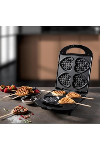 Bestron Saplı Kalp Waffle'lar Için Waffle Makinesi Mutfak Ekipmanları Siyah 189436779