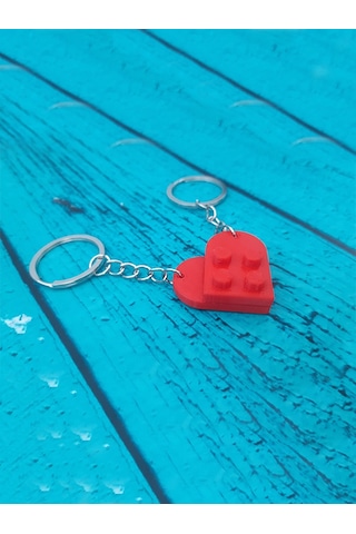 Seninle Anlam Bulurum Lego Dizayn Kalp Anahtarlık 2'li Çok Renkli