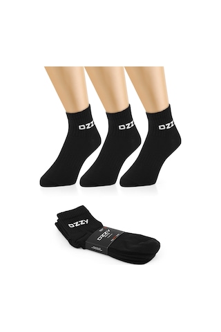 3 Çift Kısa Konçlu Tenis Spor Çorabı Siyah Paket Beyaz