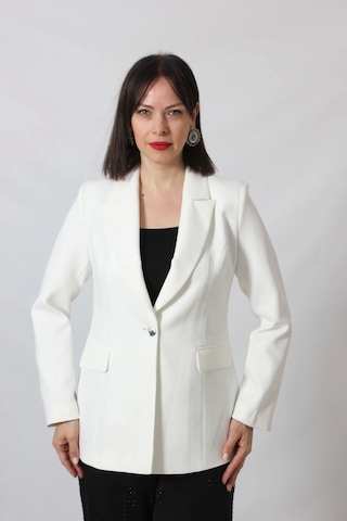 Moda Berray 1905 Beyaz Kadın Büyük Beden Blazer Ceket Beyaz