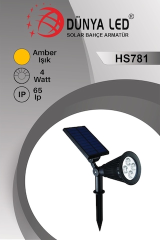 Hs.781-A 7W Solar Bahçe Armatür Yüksek Lümen Amber Işık Rengi (548338383) Diğer