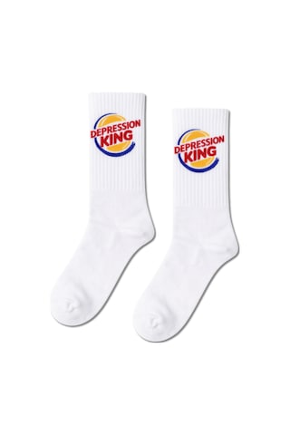 Carnaval Socks Depression King Yazı Desenli Unisex Çorap Çok Renkli