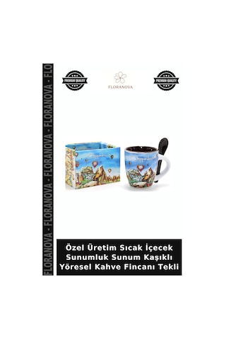 Özel Üretim Sıcak İçecek Sunumluk Sunum Kaşıklı Yöresel Kahve Fincanı Tekli Çok Renkli