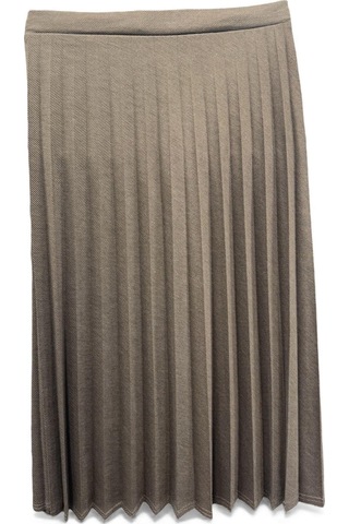 Eren Style Pileli Pamuklu Diyagona Beli Lastikli Etek 95 Cm - 38-50 Krem