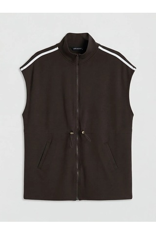 Lc Waikiki Kahverengi Dik Yaka Oversize Kadın Yelek