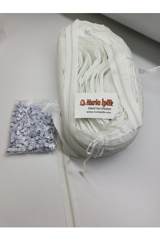 Metrelik Fermuar Beyaz 200 Metre + 200 Başlık