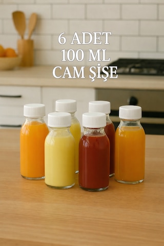 6 Adet 100 Ml Kilitli Beyaz Kapaklı Şeffaf Detox Shot Şişesi 100 Cc Ginger Şat Beyaz Cam Şişe Beyaz - Şeffaf