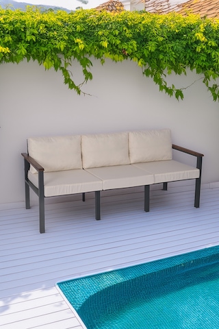 Neokas Balkon Mobilyası, Metal Oturma Grubu, Balkon Seti, Kafe Koltuğu, Teras Takımı, 1 Üçlü Koltuk Antrasit