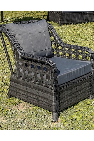 S Collection Rattan Bahçe Takımı Oturma Grubu 3'lü - 7 Kişilik Gri