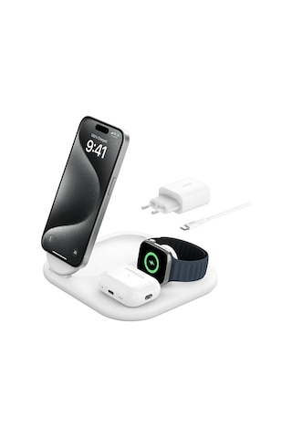 Belkın Qi2 WIZ029VFWH 15W 3 İn 1 Manyetik Şarj Cihazı Beyaz
