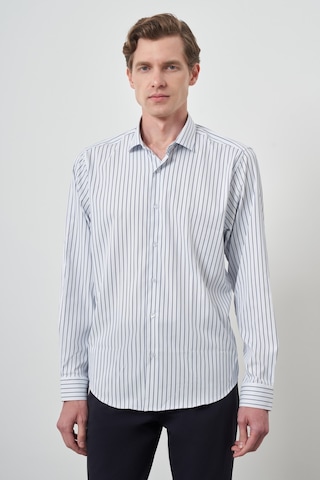 Morven Erkek A-beyaz Trend Çizgili Slim Fit İtalyan Yaka Gömlek 25mc004050601 A-beyaz A-beyaz
