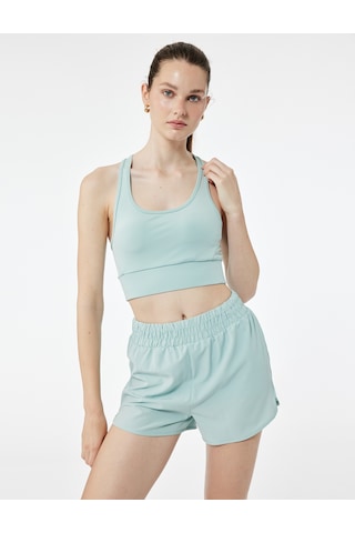 Koton Yüksek Bel Paraşüt Mini Spor Taytlı Şort Mınt 5sak40030nw Mint