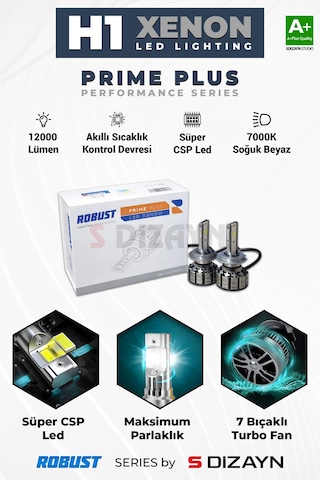 S-dizayn Prime Plus H1 Led Xenon / 45w / 12000 Lm / 7000k A+ Kalite