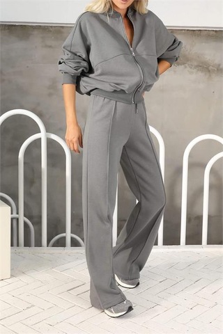 Neşeli Butik Kadın Penye 3 İplik Şardonlu Kumaş Eşofman Takımı Gts022 - Antrasit Antrasit