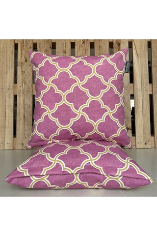 2'li Fermuarlı Dekoratif Kırlent Kılıfı - 40x40 Cm Mor