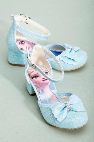Nese Shoes Kız Çocuk Fiyonklu Prenses Topuklu Ayakkabı Mavi