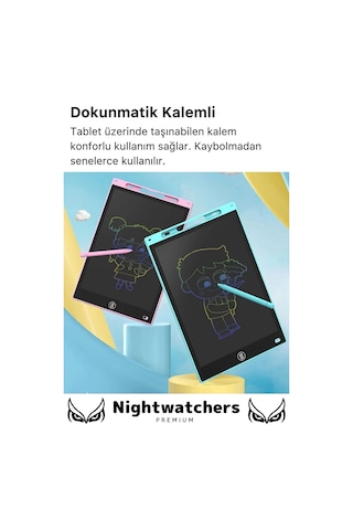 Premium Lcd Ekranlı Kalemli Dijital Çizim Tableti Yazı Tahtası Boyama Resim 8,5 Inç Akıllı Tablet Çok Renkli