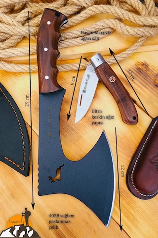 Ceviz Sap Outdoor Balta Kamp Bıçağı Çakısı Kılıflı Kmp-017 Kahverengi