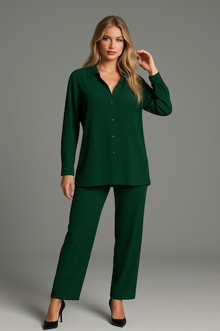 Bürümcük Gömlek Yaka Düğmeli Alt Üst Takım Tesettüre Uygun 2xl 6xl Yeşil